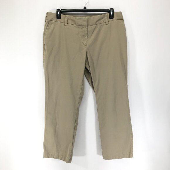 Lands' End Mid-Rise Chino Pants Women's Plus Size 16W Petite Khaki Cotton Hemmed - Picture 1 of 13